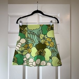 Zara green floral mini skirt size XS
